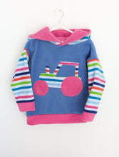 Load image into Gallery viewer, Kid&#39;s sky blue hoodie with pink tractor
