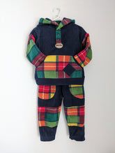 Load image into Gallery viewer, Kid&#39;s blue fleece hoodie with tartan pocket
