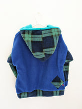 Load image into Gallery viewer, Kid&#39;s cobalt fleece hoodie with Highland cow
