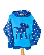 Load image into Gallery viewer, Kid&#39;s turquoise blue hoodie with puppy
