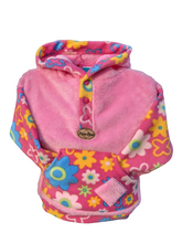 Load image into Gallery viewer, Kid&#39;s supersoft fleece hoodie with daisy pattern pocket.
