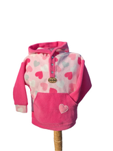 Load image into Gallery viewer, Kid&#39;s half front opening fleece with pink hearts
