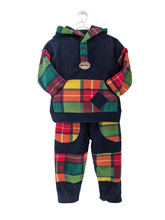 Load image into Gallery viewer, Kid&#39;s blue fleece hoodie with tartan pocket
