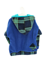 Load image into Gallery viewer, Kid&#39;s cobalt fleece hoodie with Highland cow
